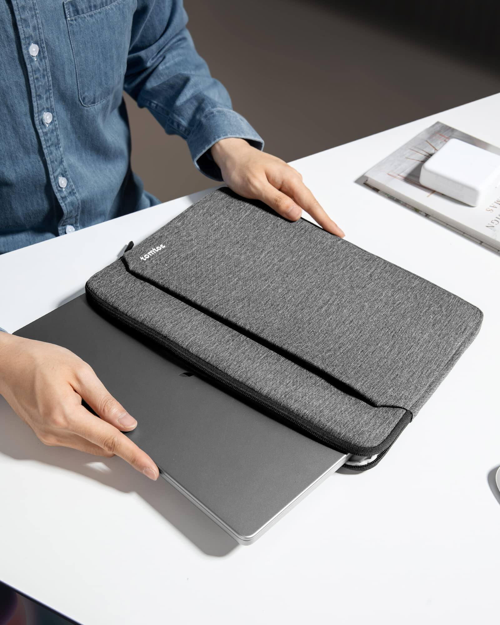 Alt View 5. tomtoc - Light-A18 Slim Laptop Sleeve Case for 13-inch MacBook Air M5(A3449)/M4/M3/M2/M1 2026-2018, 13-inch MacBook Pro M2/M1 - Gray.