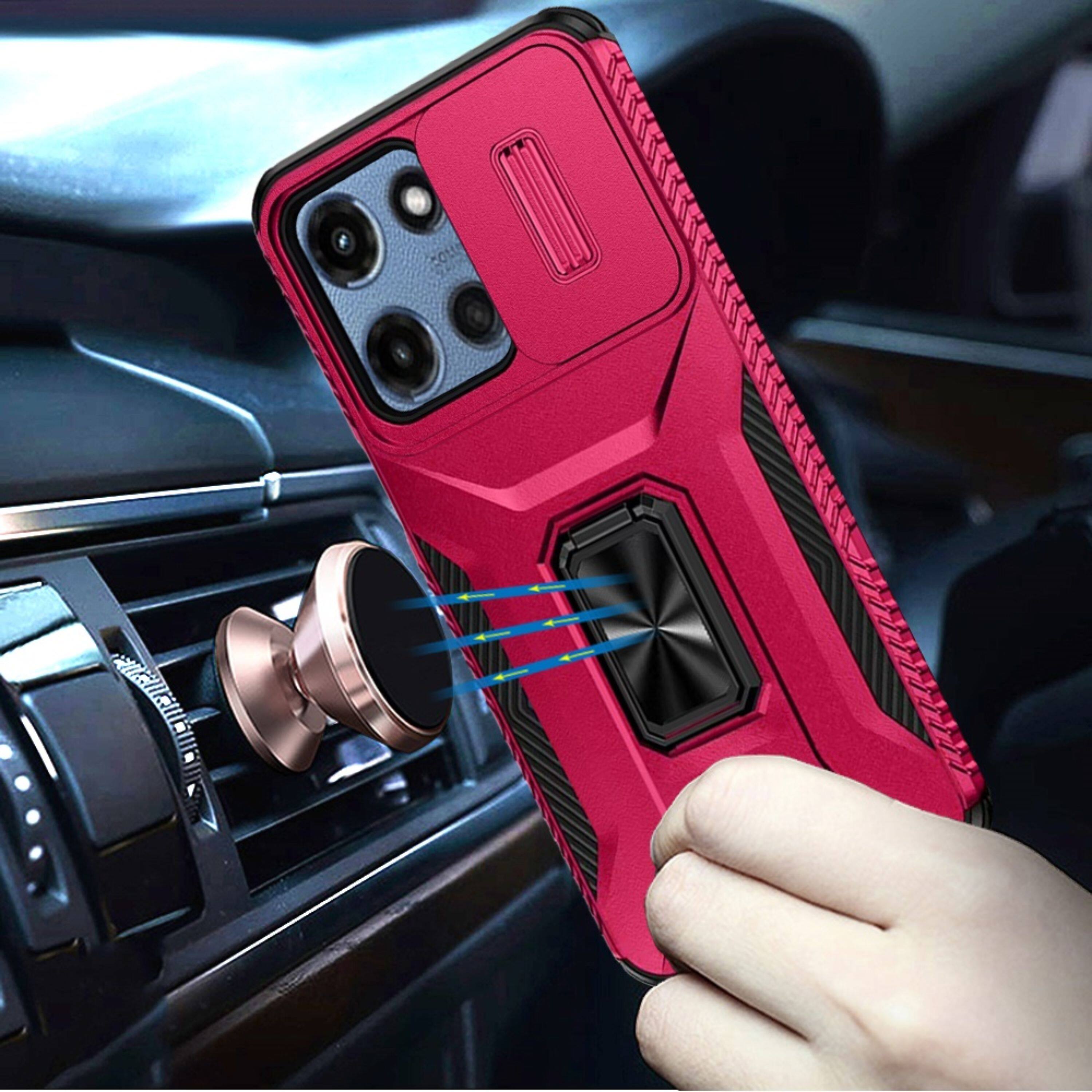 Left. Kitcheniva - Rugged Complete Protection Case With Tempered Glass For Moto G 2025/2026/G Play 2026 Hot Pink - Hot Pink.