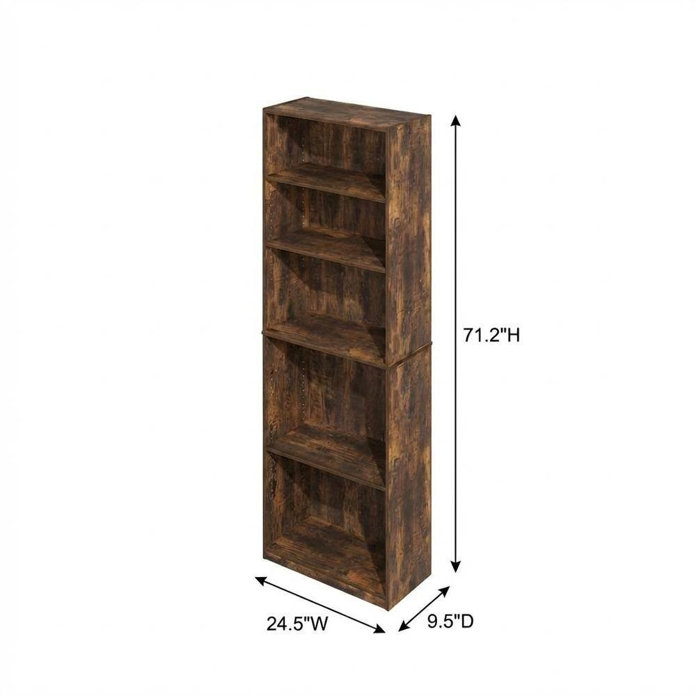 FurniFact - Amber oak 5-tier adjustable shelf bookcase with wood construction - Amber Pine price history on PriceWatchPro