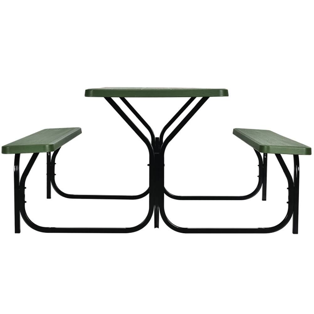 Alt View 4. Kadyn - Picnic Table Bench Set for Outdoor Camping -Green for Patio Back Deck, Balcany, Poolside - Black.