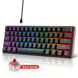 Loheer - 60% Mechanical Gaming Keyboard, Linear Red Switches, 8K Polling, RGB Backlit, Compact 61-Key for PC/Mac - Black