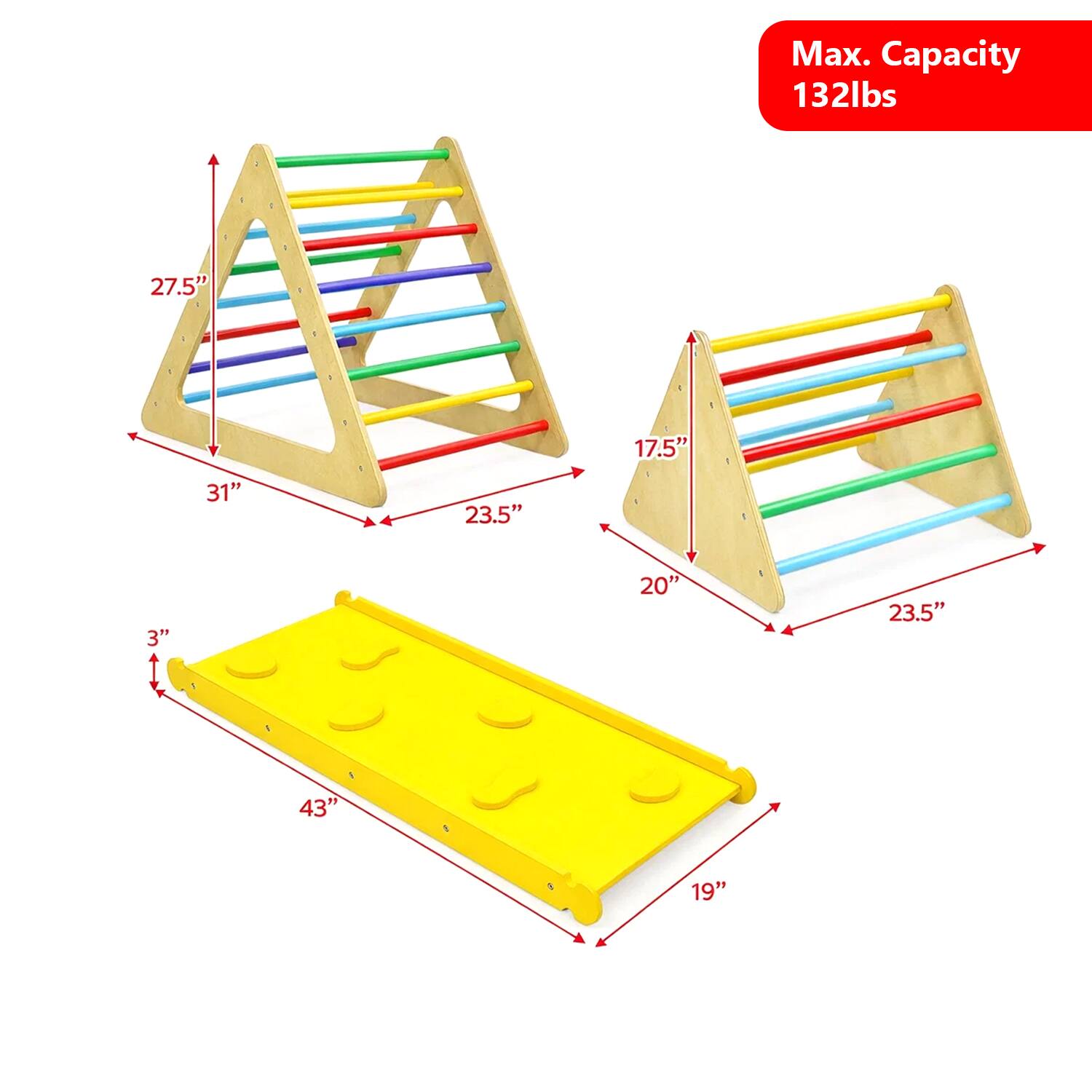 Max. Capacity 132lbs  
27.5"  
17.5"  
31"  
23.5"  
3"  
20"  
23.5"  
43"  
19"