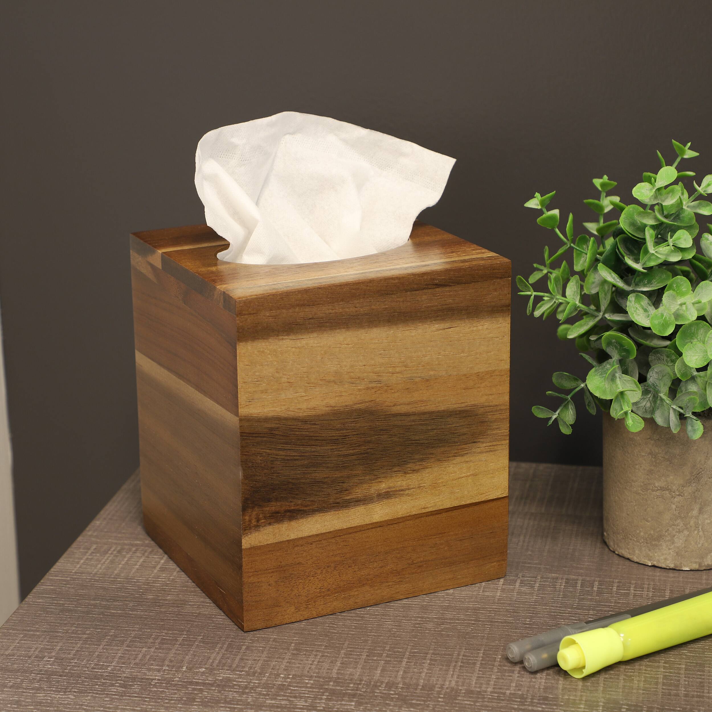Alt View 4. MegaChef - MegaChef Acacia Wood Tissue Box Holder - Brown.