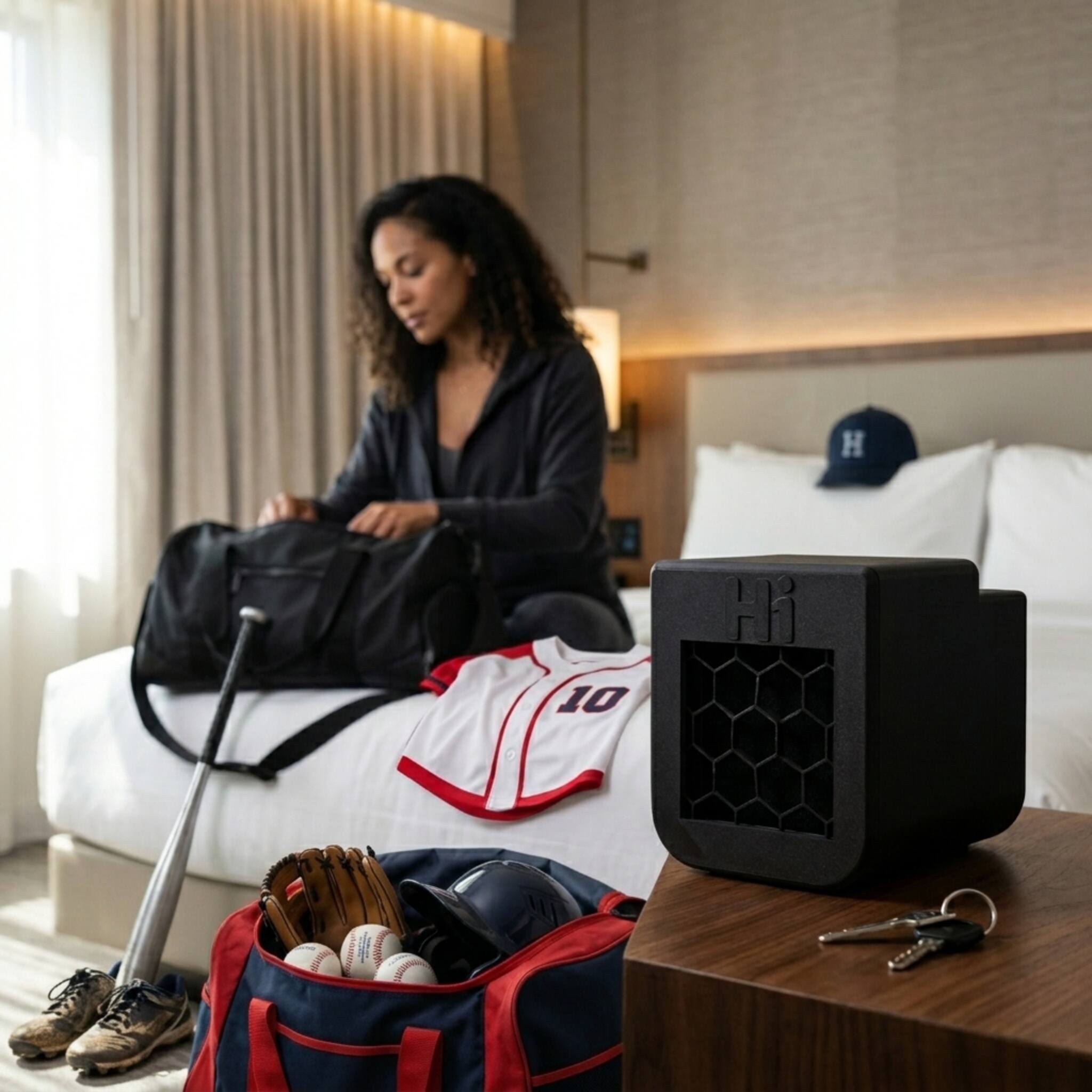 Alt View 8. Higher Innovation Inc - Portable air purifier, Removes odors, toxins & second-hand smoke, HEPA & activated carbon, 100 sq. ft - Black - Black.
