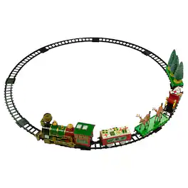 Northlight - Animated Christmas Train Set with Working Smokestack - and Green - 22-Piece - Red