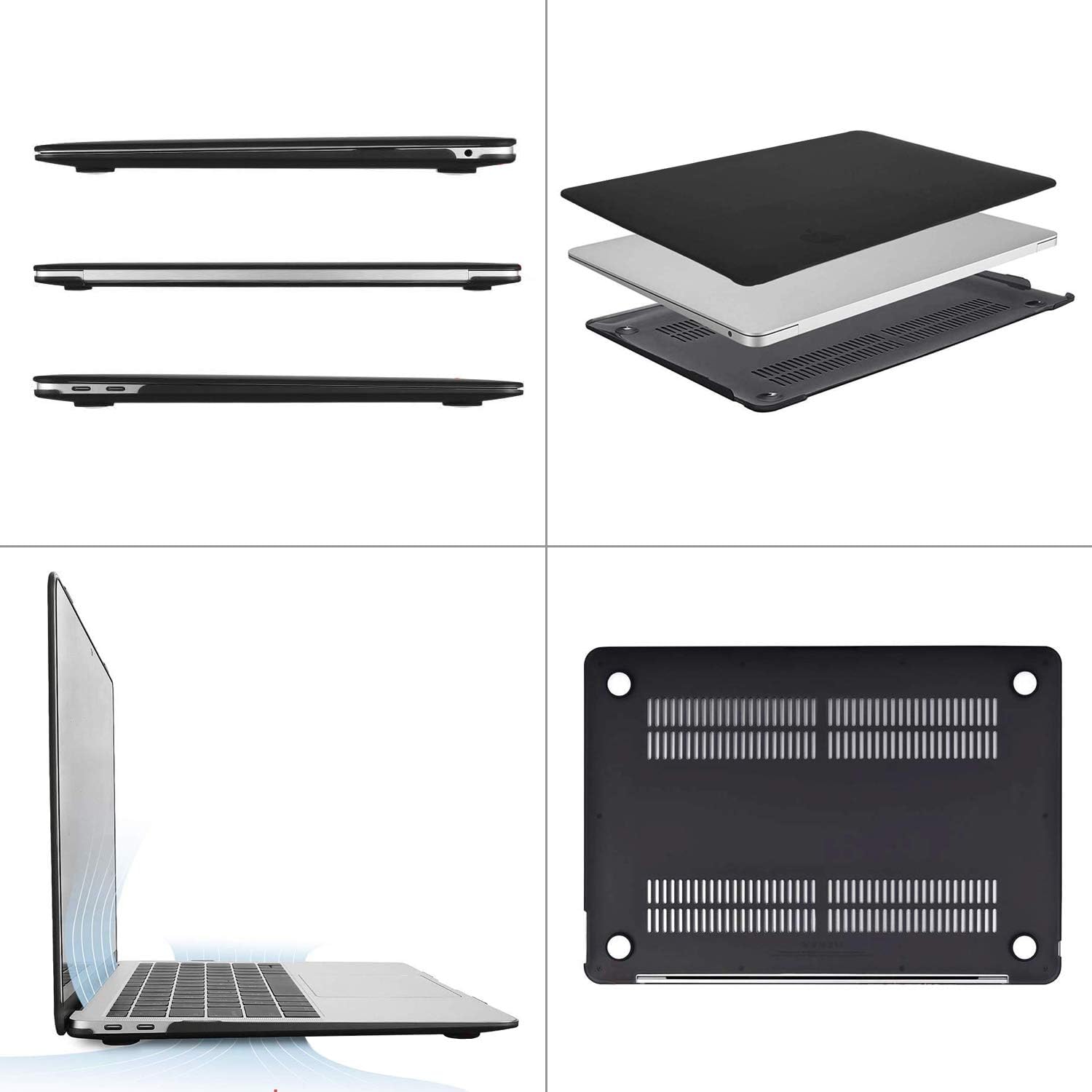 Alt View 5. mosiso - Case for MacBook Air 13 inch Case 2020 2019 2018 Release M1 A2337 A2179 A1932 with Touch ID with Keyboard Cover - Black.