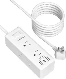 Front. BN-LINK - BN-LINK Surge Protector Power Strip, 6 Outlets + 2 USB-A + 1 USB-C, 3-Side Extender, 5 ft Cord, 15A - White.
