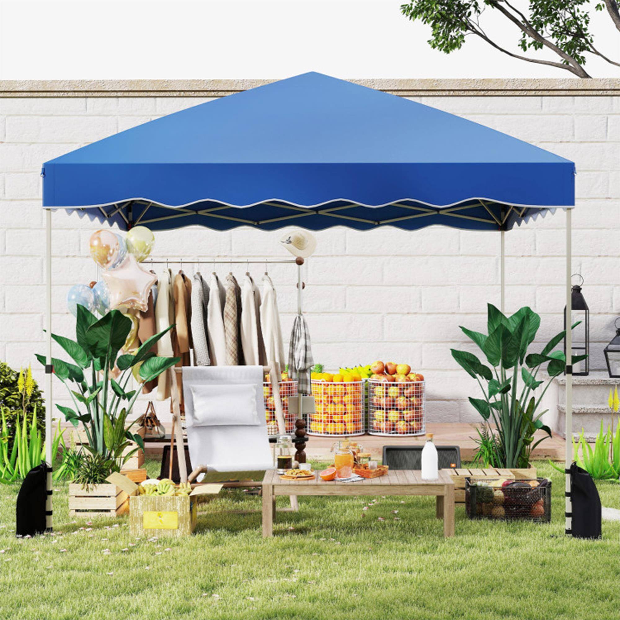 Alt View 3. Boyel Living - Blue Foldable Pop Up Canopy Tent 120-in W x 120-in D x 84-in H - Blue.