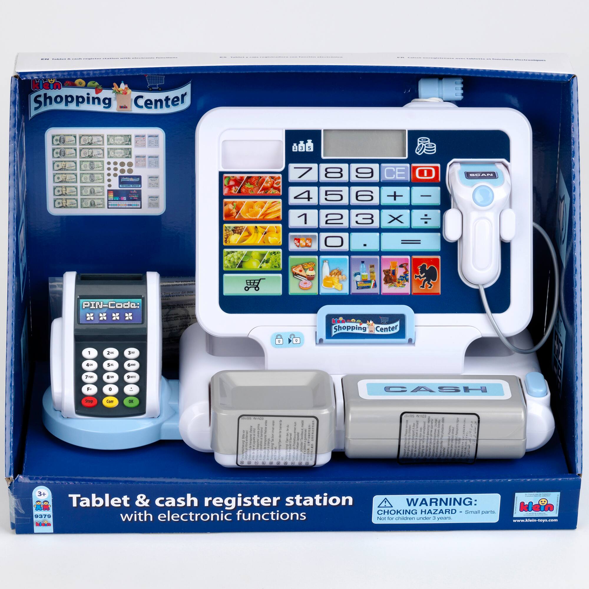 klein Shopping - Center  
I 3 7 8 4 5 9 CE 6 + I - -. 1 2 3 X 35% - - -  
PIN-Code:  
Shopping Center 1 2m 4- 5n - Fmm .- S F + A CASH - Lam - - I . 1 & A Tablet & cash register station  
WARNING: CHOKING HAZARD Small parts with electronic functions not for children under 3  
www.klein-top.com