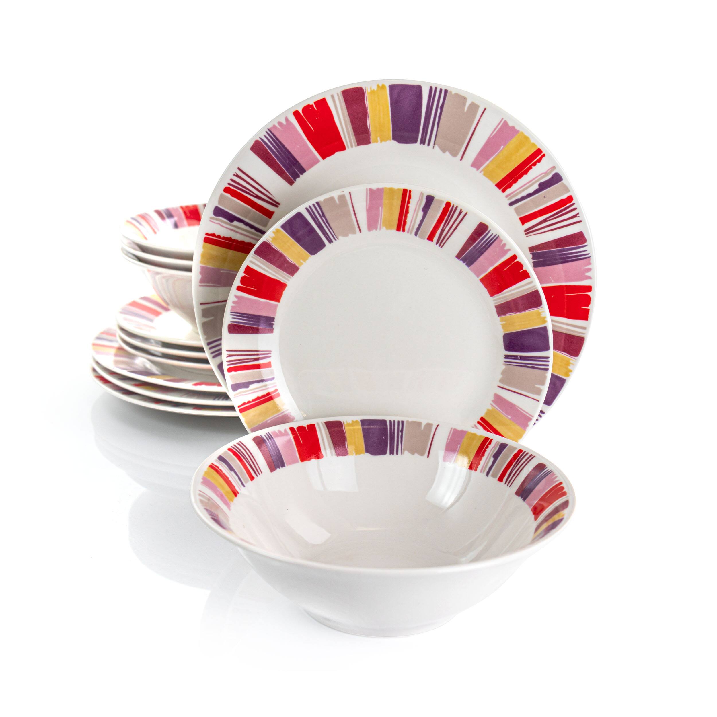 Alt View 7. Gibson - Gibson Home Orleans 12 Piece Ceramic Dinnerware Set - Red Multi.