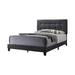 Manhattan Lane - Full Size Bed with Square Button Tufted Headboard - Gray
