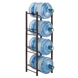 Oumilen - Brown 4-Tier Square Tube Water Bottle Rack, Heavy Duty 5 Gallon Water Jug Storage Holder with Adjustable Feet - Brown