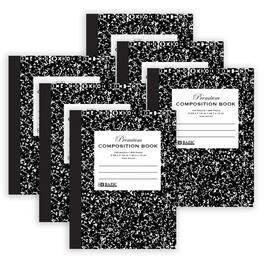 BAZIC Products - Premium Composition Book, Wide Ruled, Black Marble, 100 Sheets, Pack of 6 - 9-3/4" x 7-1/2"