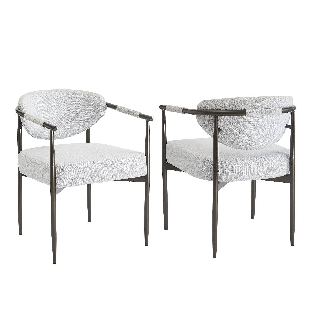 Alt View 3. Loheer - Loheer Modern Dining Chairs Set of 2 Upholstered Beige Armchairs with Bronze Iron Frame Kitchen Accent Chairs - Beige.