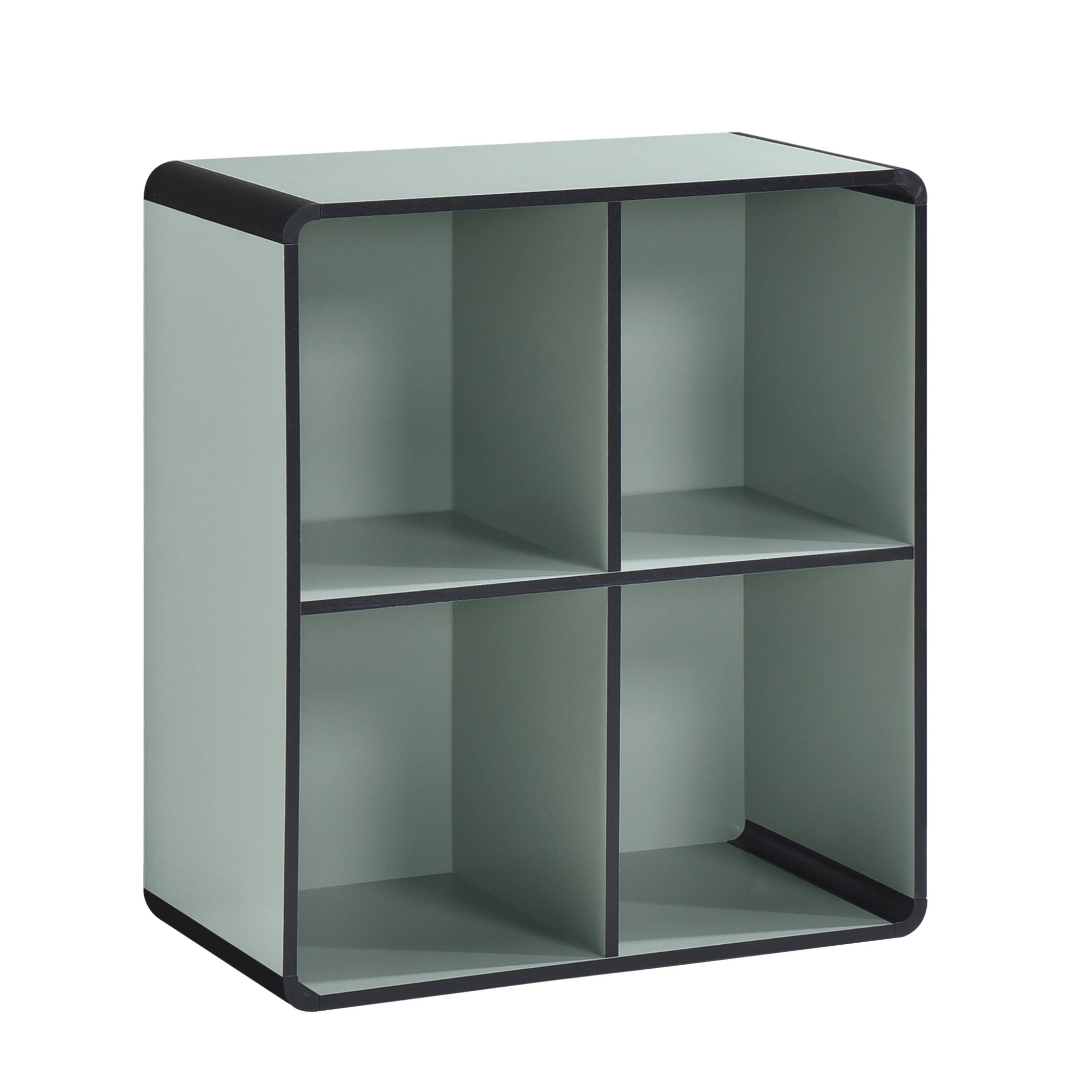 Kings Brand Furniture - Dothan Wood 4-Cubed Open Bookcase - Storage Shelf Organizer Bookshelf - Green