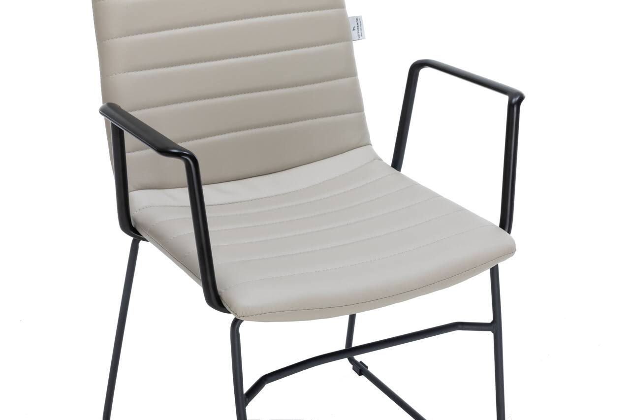 Alt View 6. LeisureMod - Zylar Office ArmChair with PU Leather, Foam Cushion, Stainless Steel Base & Ergonomic Support - Tan.