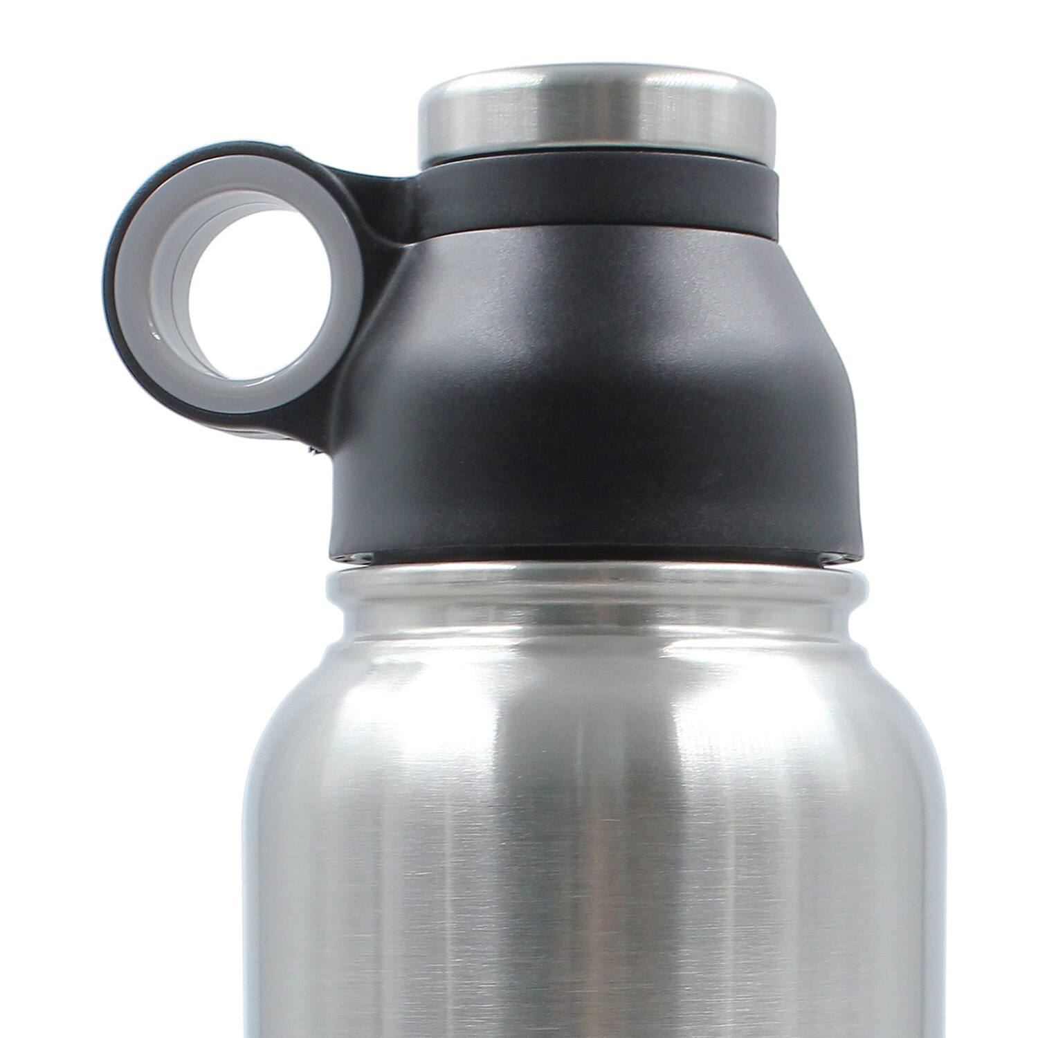 Angle. Brentwood - Brentwood GeoJug 40oz Stainless Steel Vacuum Insulated Water Bottle, Black - Black.