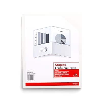 Staples - 10% Recycled Smooth 2-Pocket Paper Presentation Folder, 10/Pack (13384-CC) - White price history on PriceWatchPro