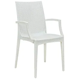 LeisureMod - Mace Modern Stackable Indoor Outdoor Dining Chair - UV Protected and No Assembly Required - White