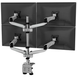 Mount-It! - CLiX Series Full Motion Quad Monitor Desk Mount with Gas Spring Arms – Height‑Adjustable 4‑Screen Desk Mount - Silver
