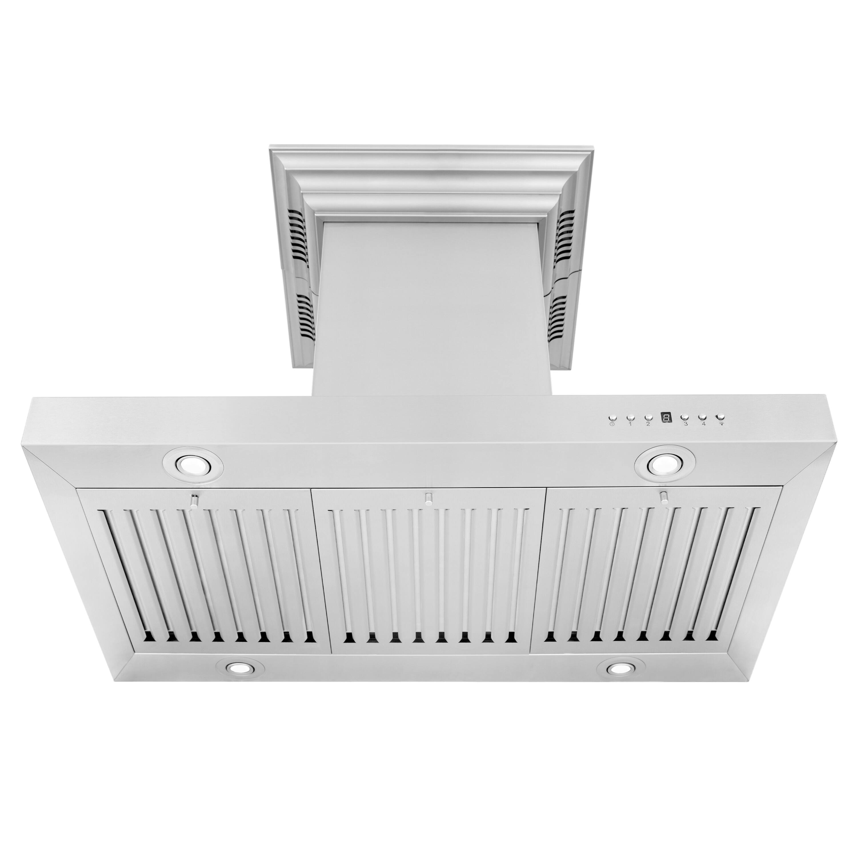 Alt View 1. ZLINE - 30 in. ZLINE CrownSound™Ducted Vent Island Mount Range Hood in Stainless Steel with Built-in Bluetooth Speakers - Stainless steel.