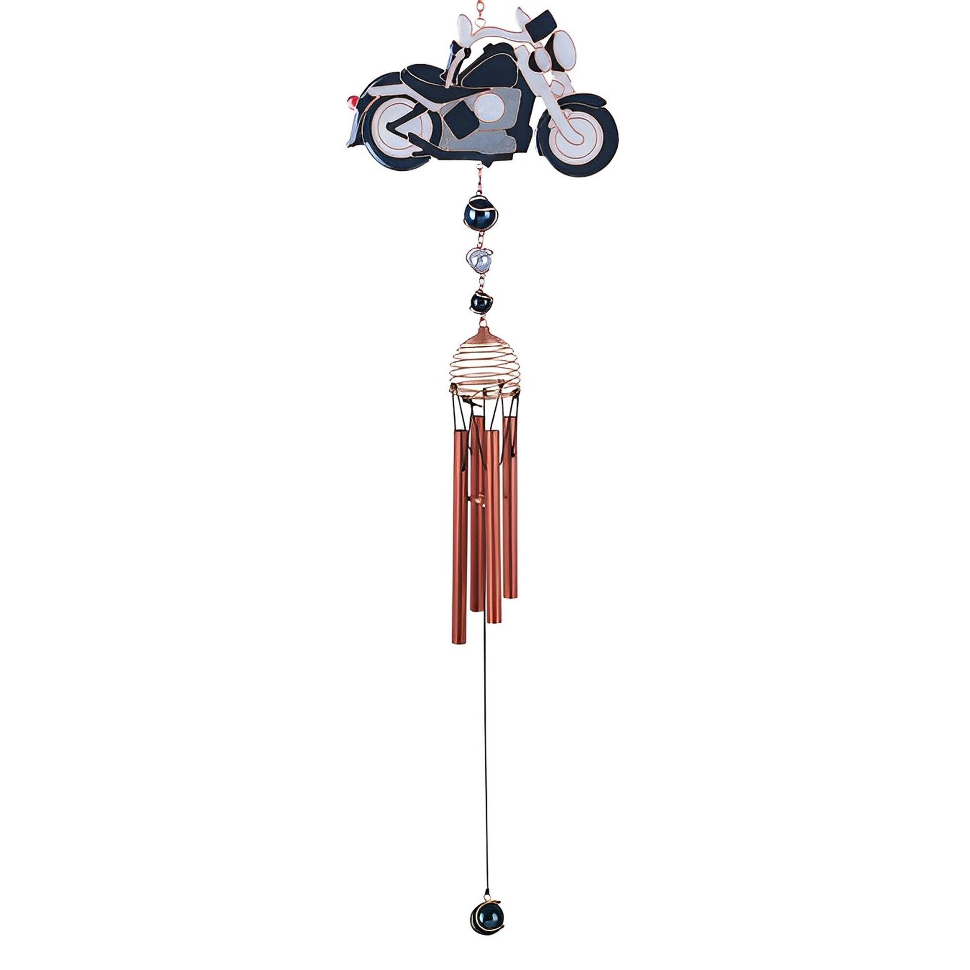Front. FC Design - FC Design 31" Long Motorcycle Wind Chime with Copper Gem Outdoor Patio or Garden Hanging Decoration - Multi-Color.