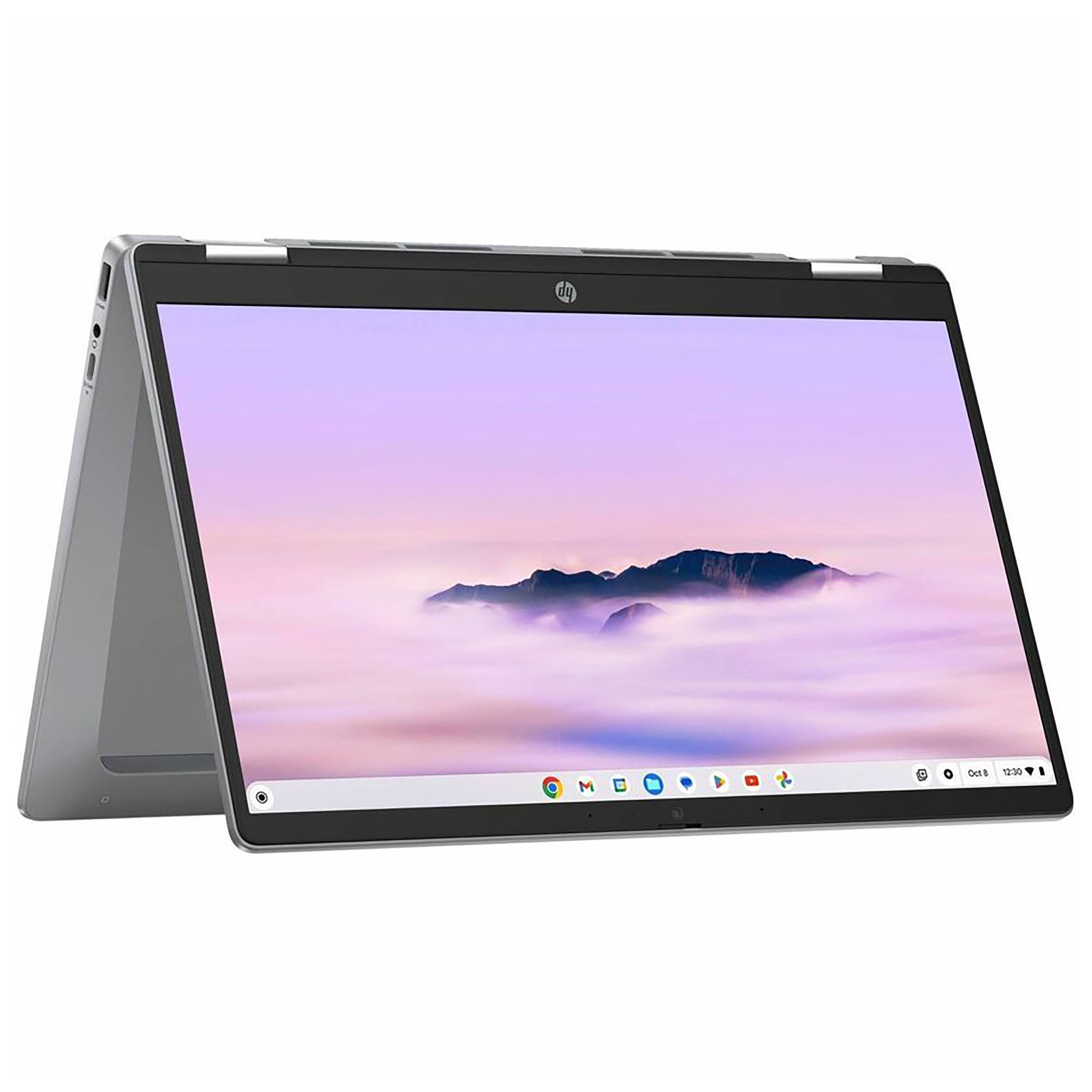 Angle. HP - Chromebook 2-in-1 14" Touchscreen Notebook - Intel Core i3-N305 with 8GB Memory - 128GB Flash - Mineral Silver.