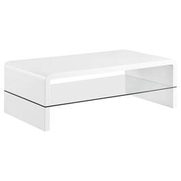 Coaster Co. of America - Airell Rectangular Coffee Table with Shelf High Gloss - White
