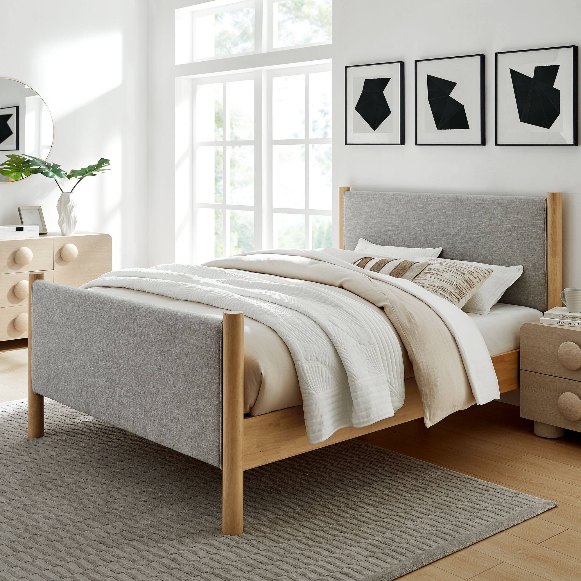 Alt View 5. Modway - Lana Performance Velvet Queen Wingback Platform Bed - White.