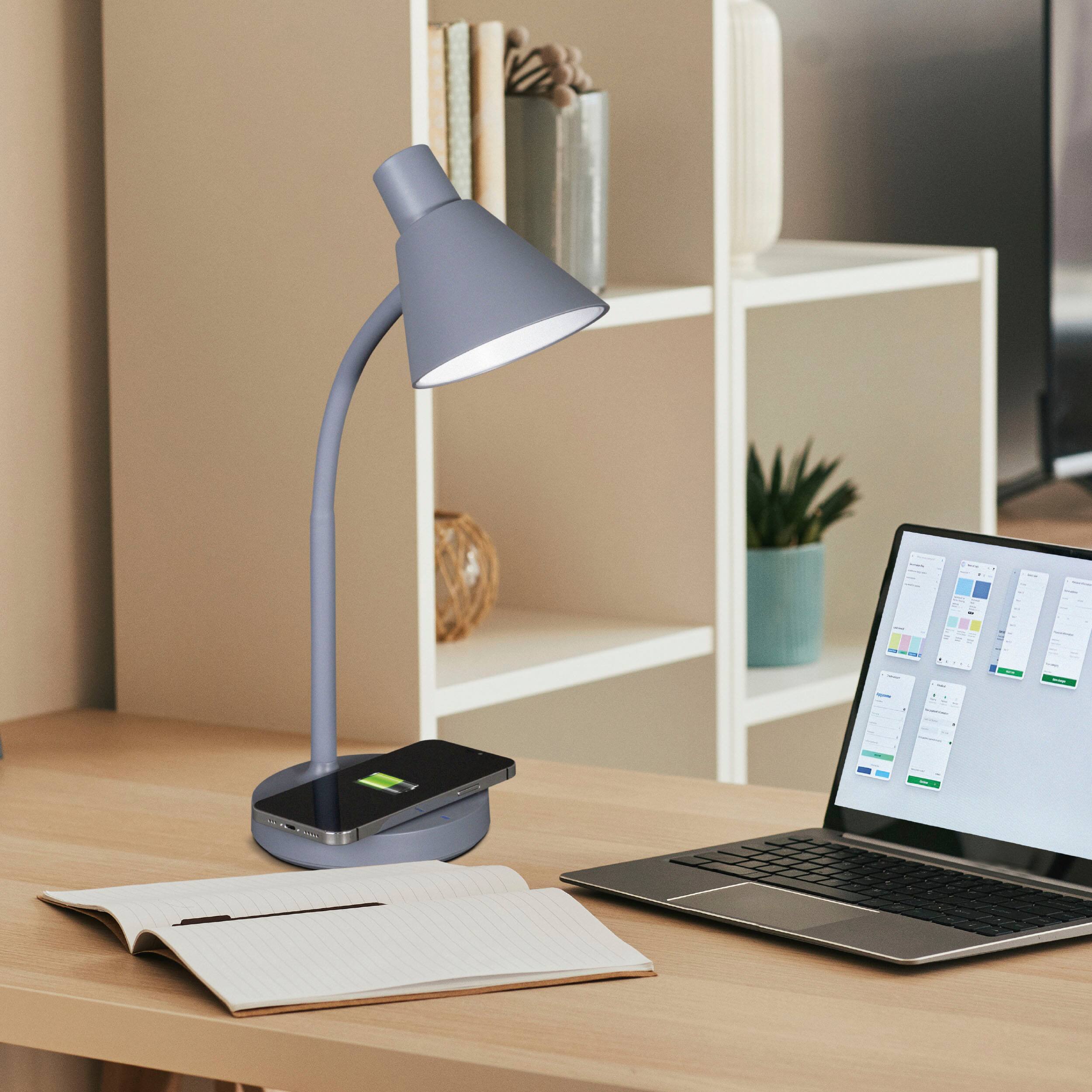 Angle. OttLite - Twist LED Desk Lamp w/Wireless Charging - Gray.