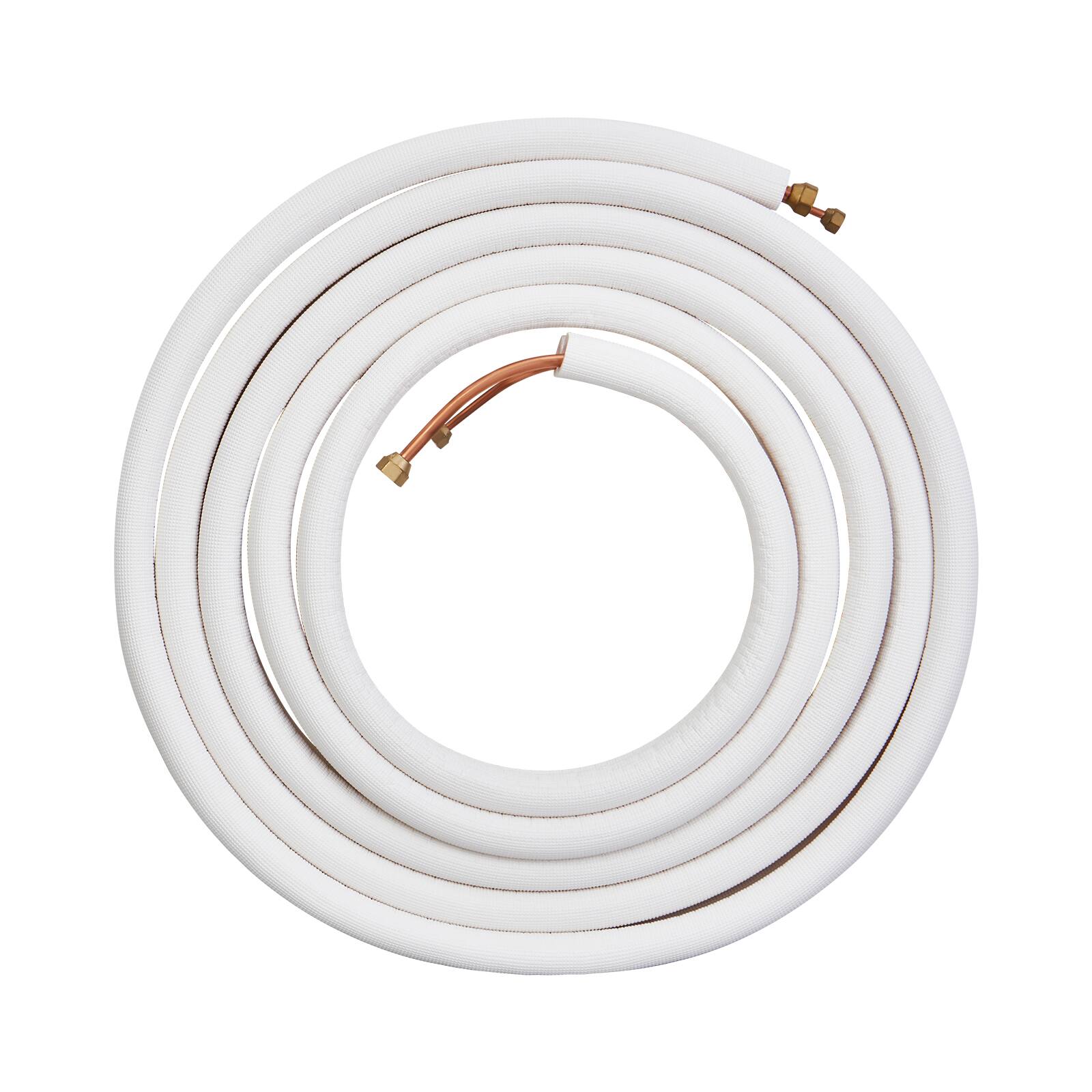 Alt View 5. VEVOR - 25FT Mini Split Line Set, 1/4" & 3/8" O.D Copper Pipes Tubing and Triple-Layer Insulation - White.