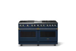 Viking - Pro 5 Series 9.4 Cu. Ft. Freestanding Sealed 8B LP DF Convection Range/Grdl/Grill - Slate Blue w. Brushed Brass Trim - Slate Blue
