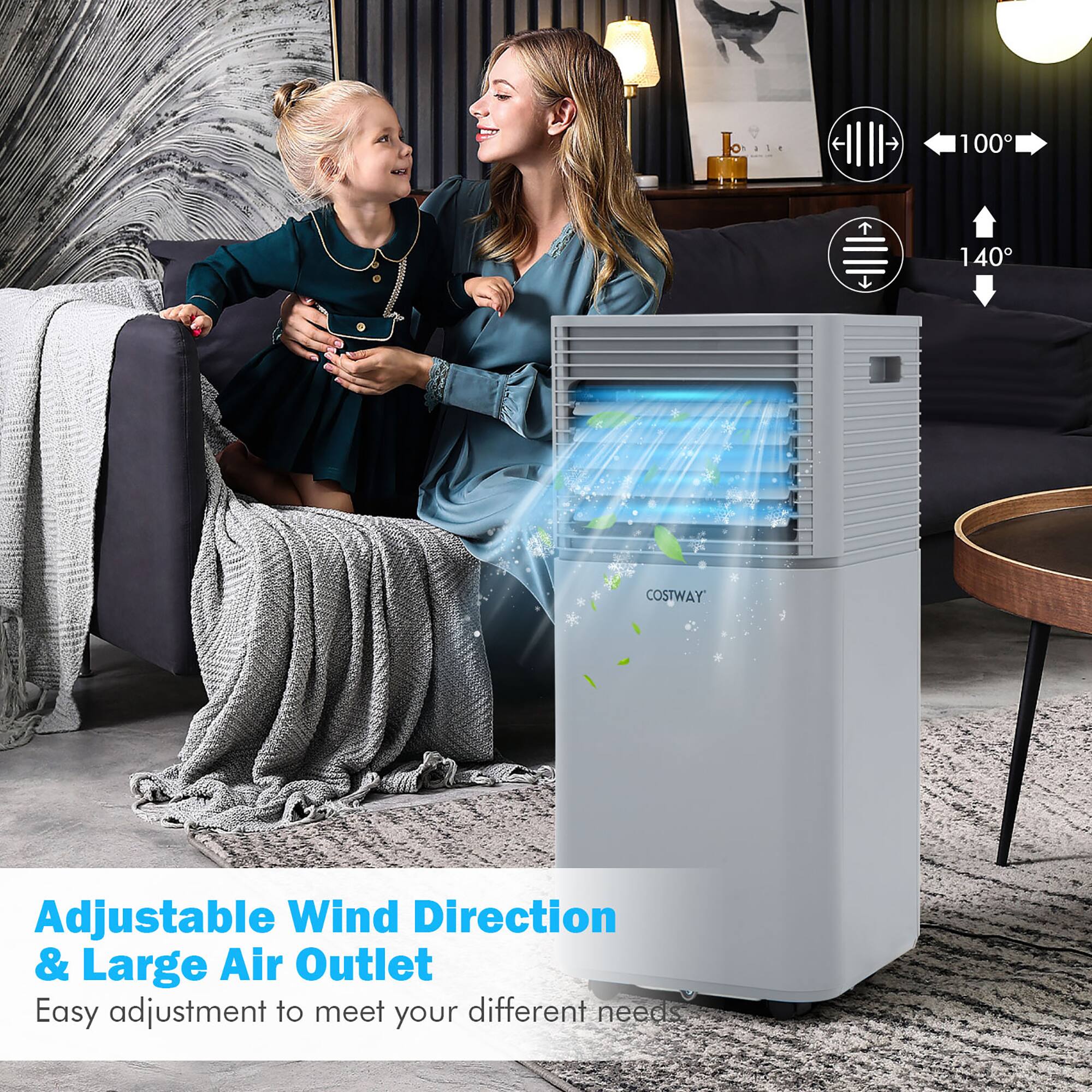 "Adjustable Wind Direction & Large Air Outlet Easy adjustment to meet your different needs"