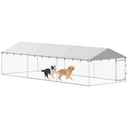 PULUZ - 20' x 7.5' x 5' Dog Kennel Outdoor for Large Dogs with Waterproof Roof
