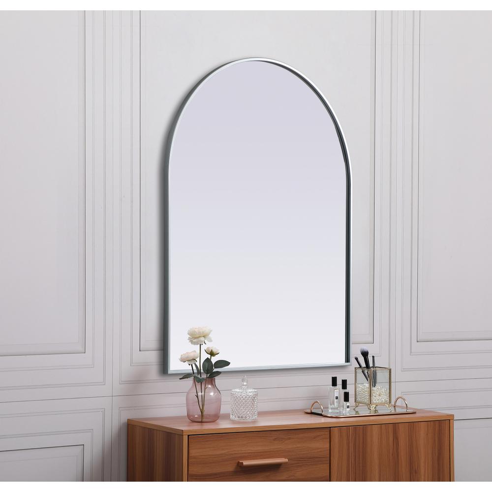 Alt View 2. Elegant Decor - Metal Frame Arch Mirror 33x42 Inch in Silver - Silver.