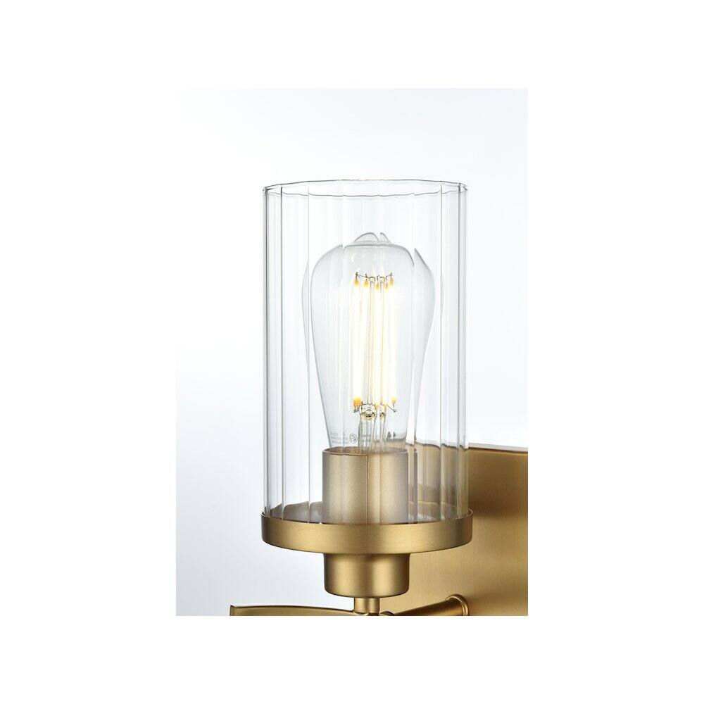 Alt View 1. Living District - Thane 11.5 inch Wall Sconce in Satin Gold - Satin Gold And Clear.
