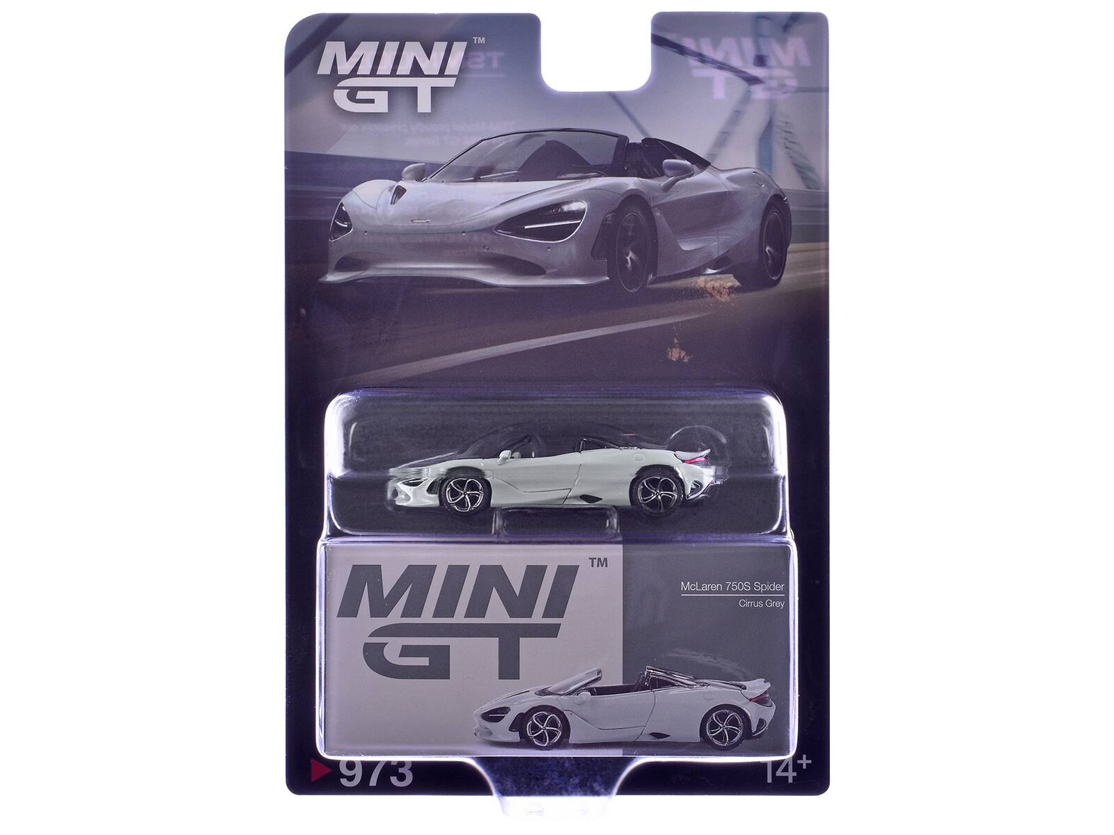 MINI GT  
McLaren 750S Spider  
Cirrus Grey  
973  
14+