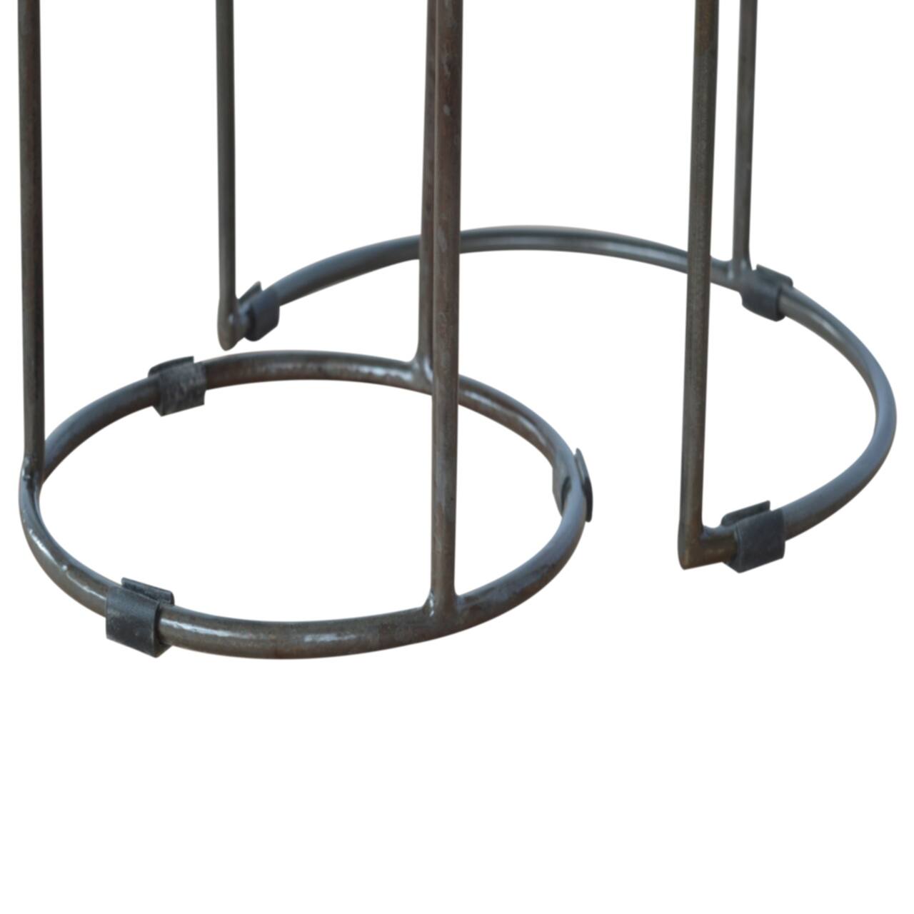 Alt View 4. Artisan Furniture - Artisan Furniture Solid Wood Round Stool Set of 2 with Iron Base, Brown - Brown.