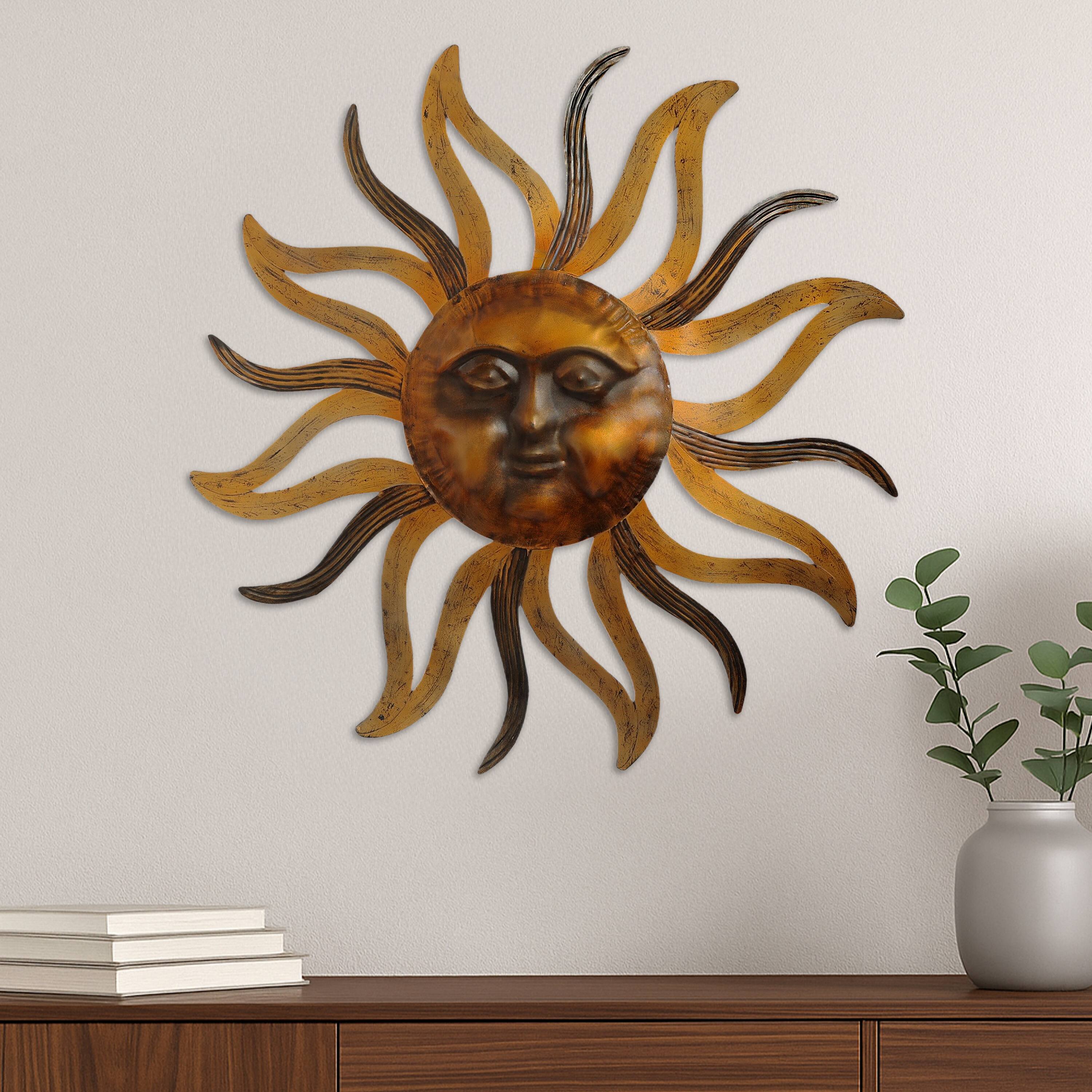 Alt View 10. Manhattan Lane - 35 Inch Round Wall Mounted Sun Face Accent Décor - Rustic Gold, Antique Black.