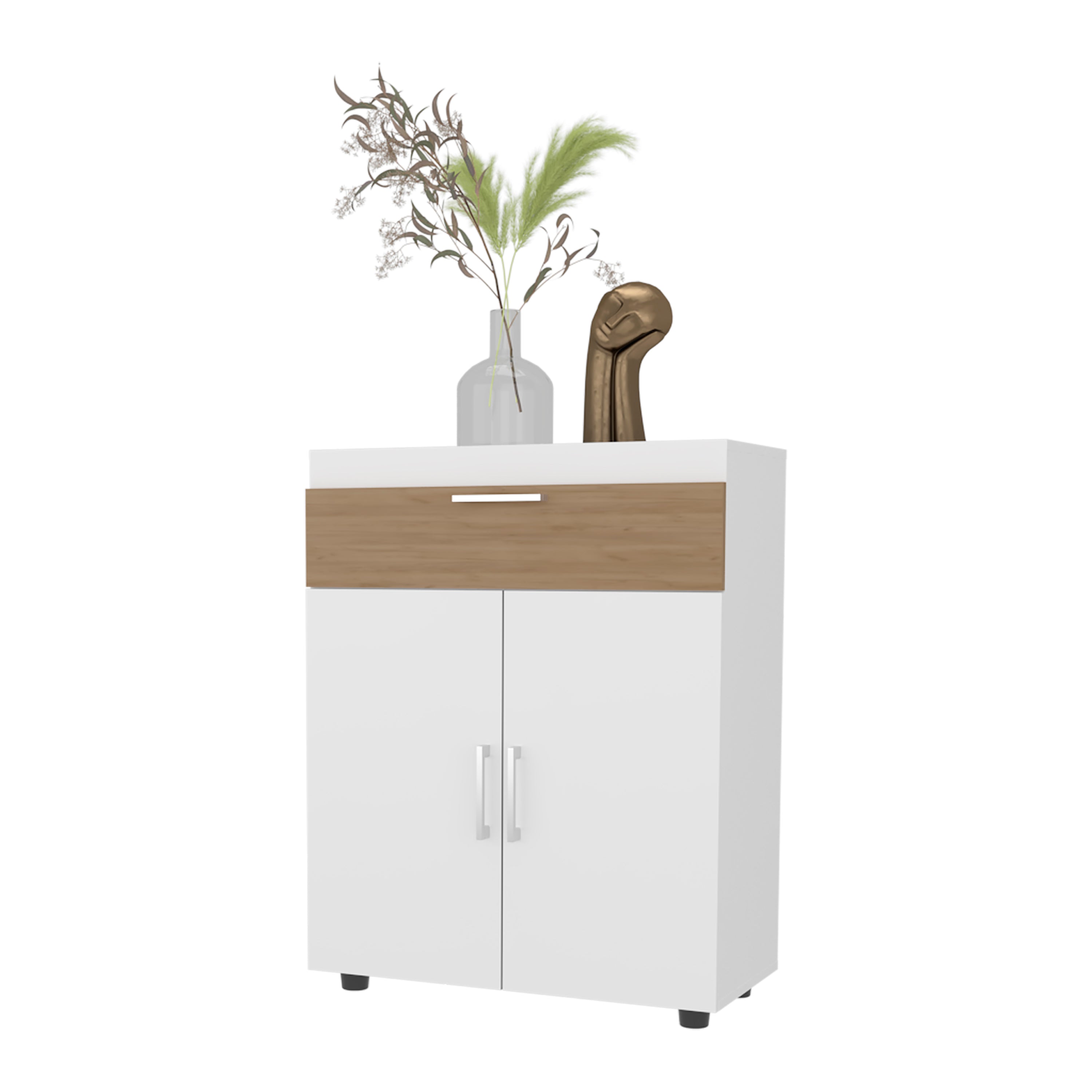 Alt View 1. APRILSOUL - Pneumatic Lift-Up Compartment Shoe Rack - Oak,White.