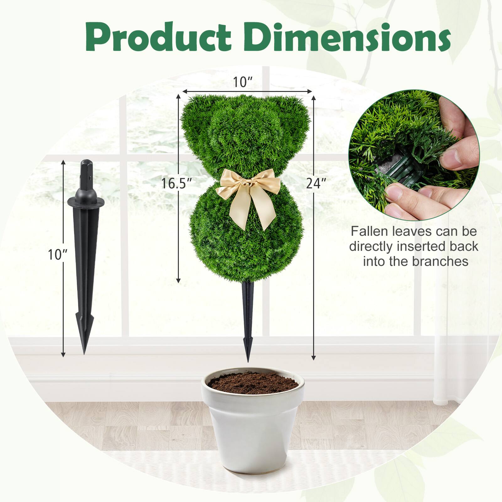 Product Dimensions

10" x 16.5" x 24" x 10"

Fallen leaves can be directly inserted back into the branches