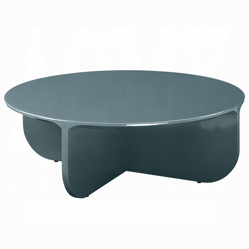 Alt View 2. Manhattan Lane - Lemy Coffee Table. 39 Inch Round Top with Pedestal Base, Teal Blue Wood - Teal Blue.