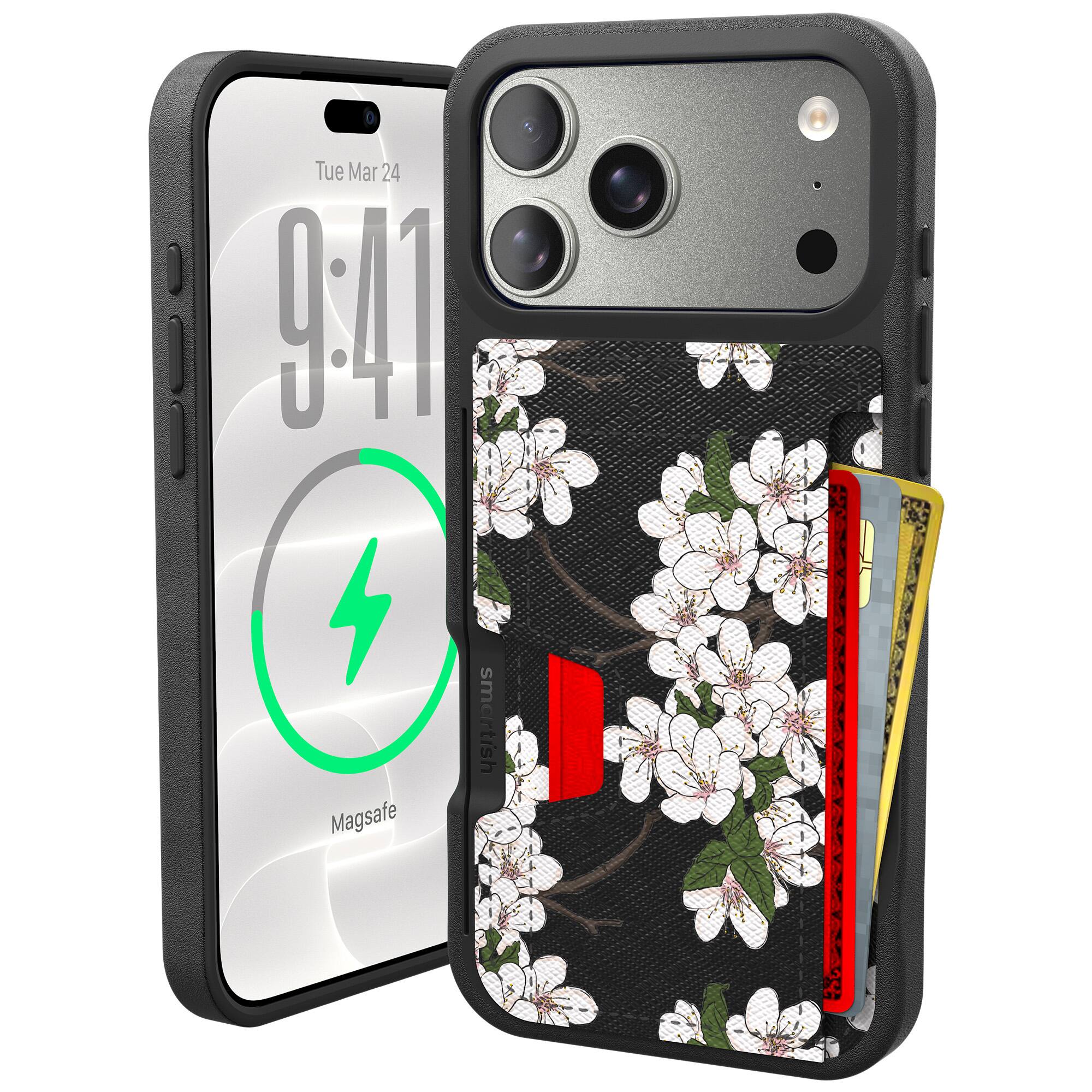 Smartish - iPhone 18 Pro Max/17 Pro Max Wallet Case - Wallet Slayer Vol 2 - Card Holder w/ Card Kickstand - Cherry Blossom - Very Cherry Blossom
