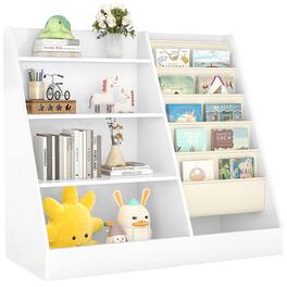 Sugift - 4-Tier Kids Bookshelf and Toy Storage Organizer with Anti-Tipping Kits for Safe - White
