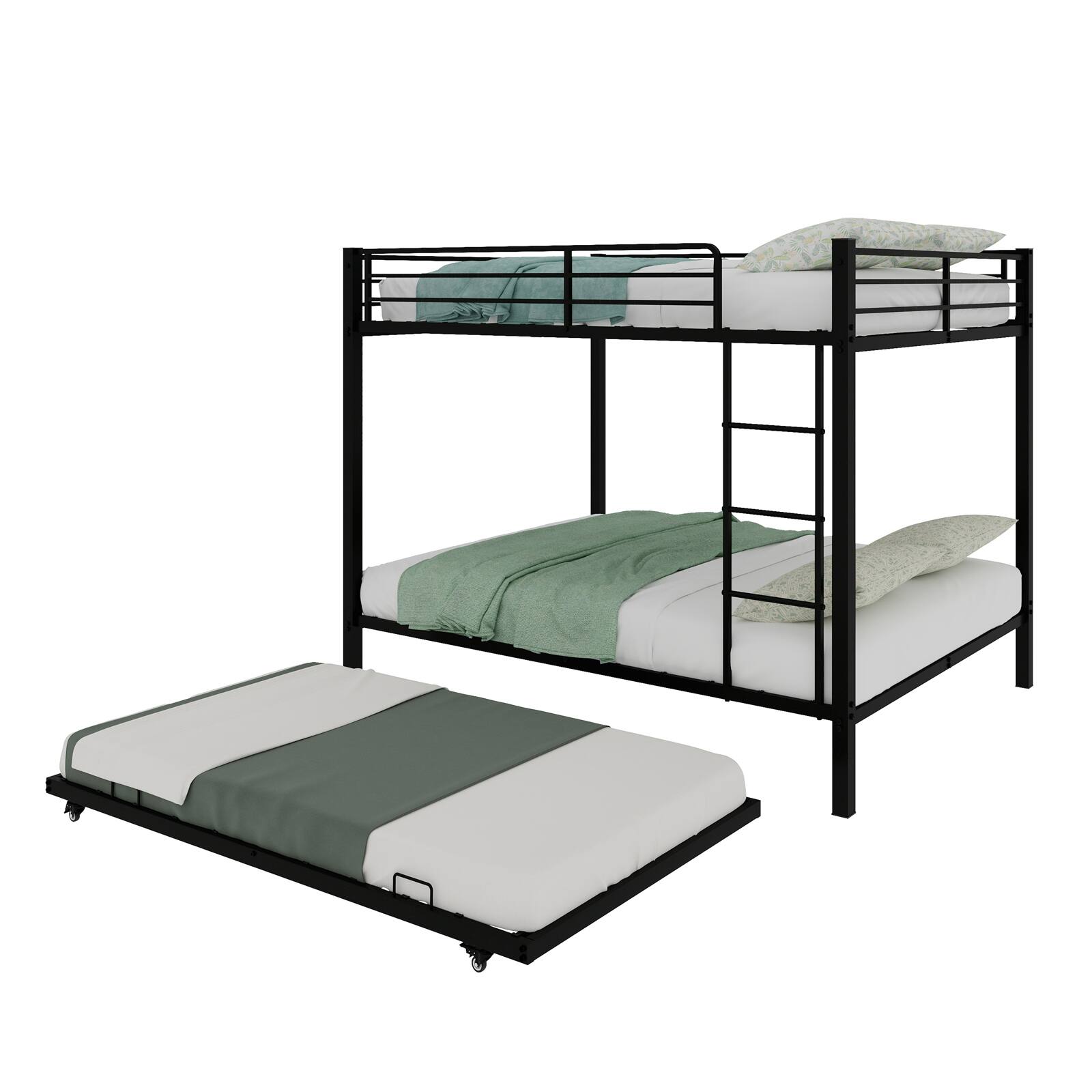 Alt View 8. Loheer - Loheer Full Size Bunk Bed Full Over Full Metal Bunk Bed Frame with Safety Rails Heavy Duty Iron Bunk Bed - Black.