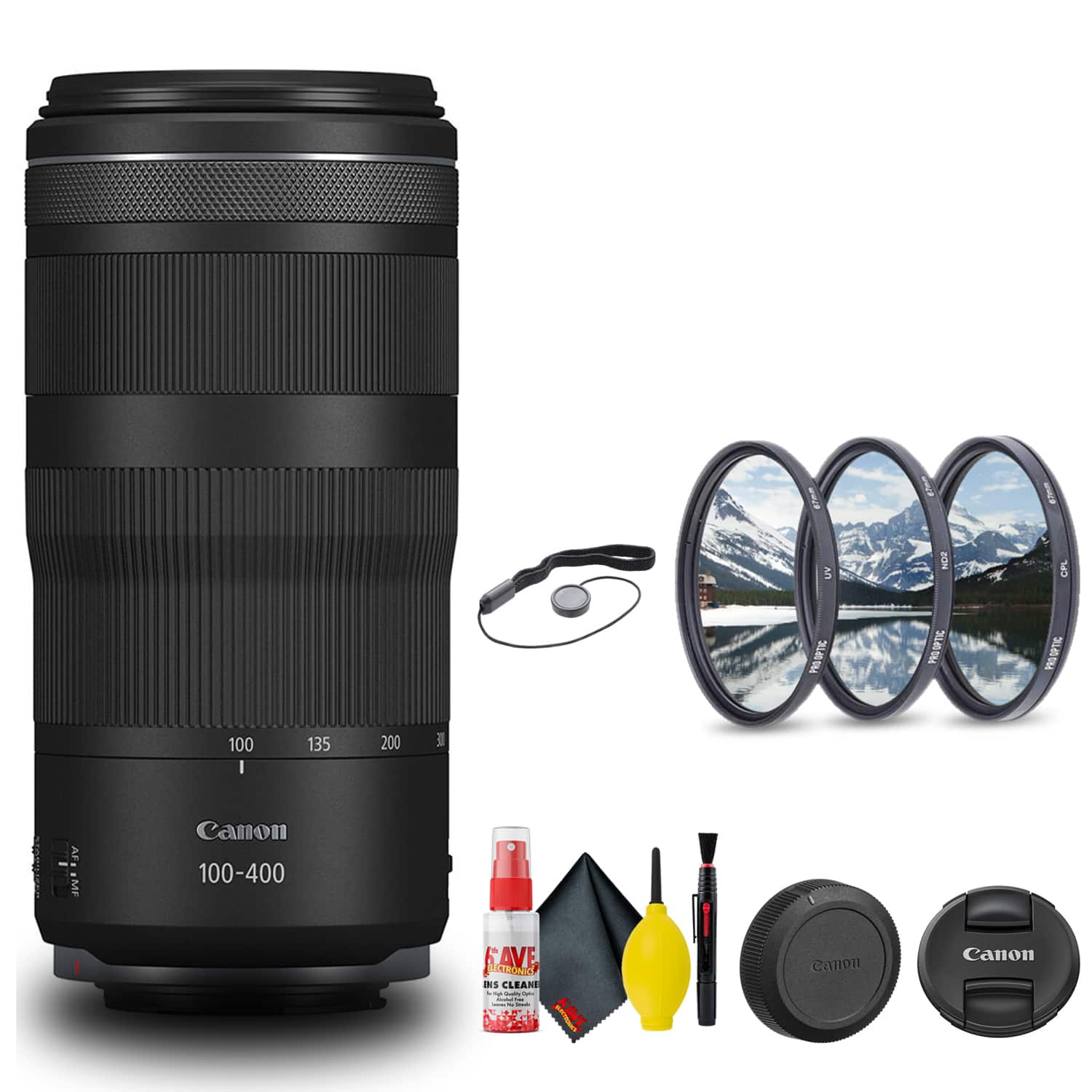 Canon - RF 100-400mm f/5.6-8 IS USM Lens (5050C002) + Filter + Cap Keeper + More (International Version) - Starter Bundle