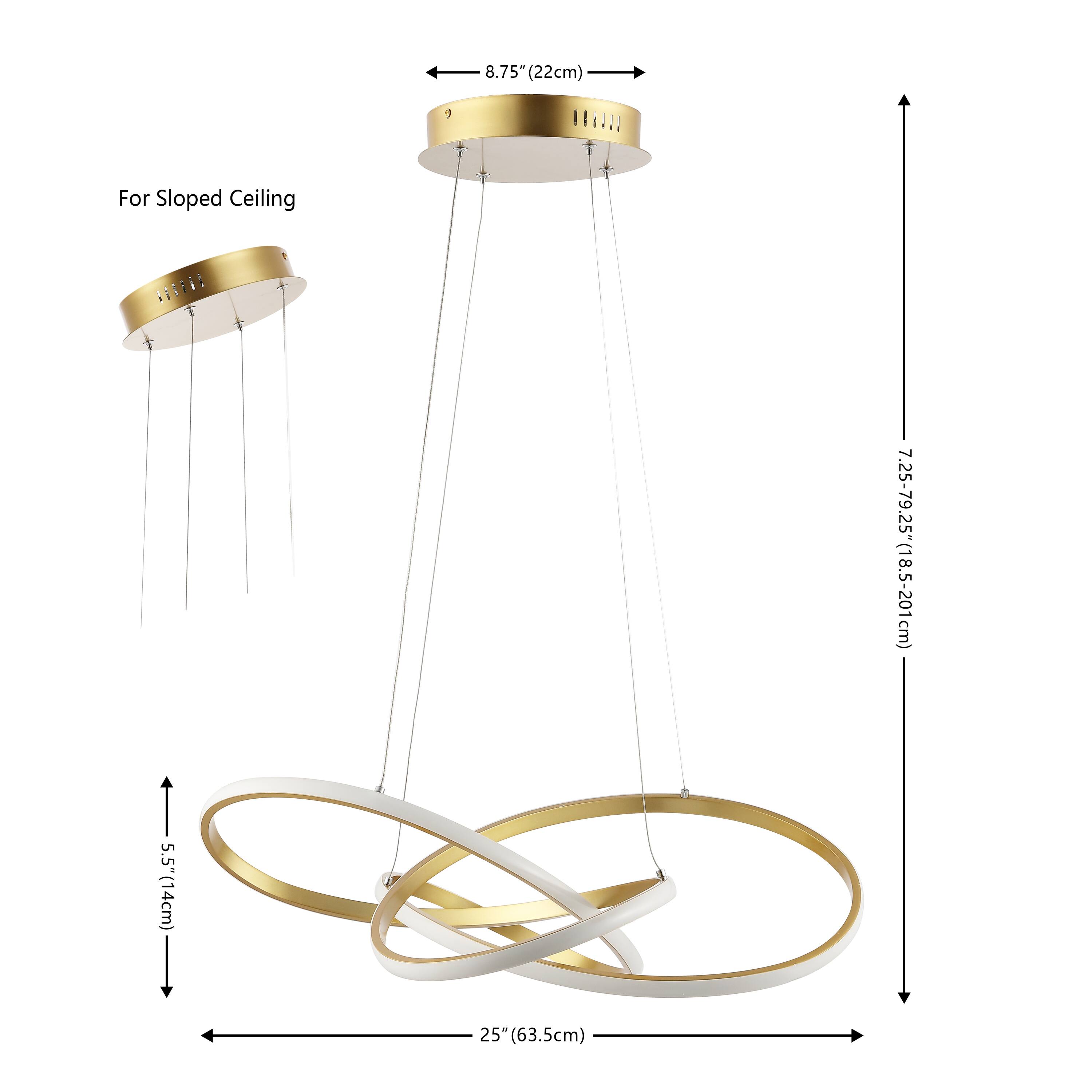 8.75" (22cm)  
For Sloped Ceiling  
AESTAS 7.25-79.25" (18.5-201cm)  
5.5" (14cm)  
25" (63.5cm)