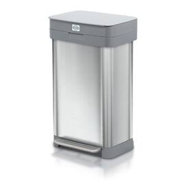 Clorox - Trash Can, 13 Gallon Stainless Steel Garbage Bin with Wide Step, Silver - Black/Silver