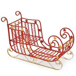 WELLFOR - Metal Christmas Santa Sleigh Decoration with Large Gift Cargo Area - Red