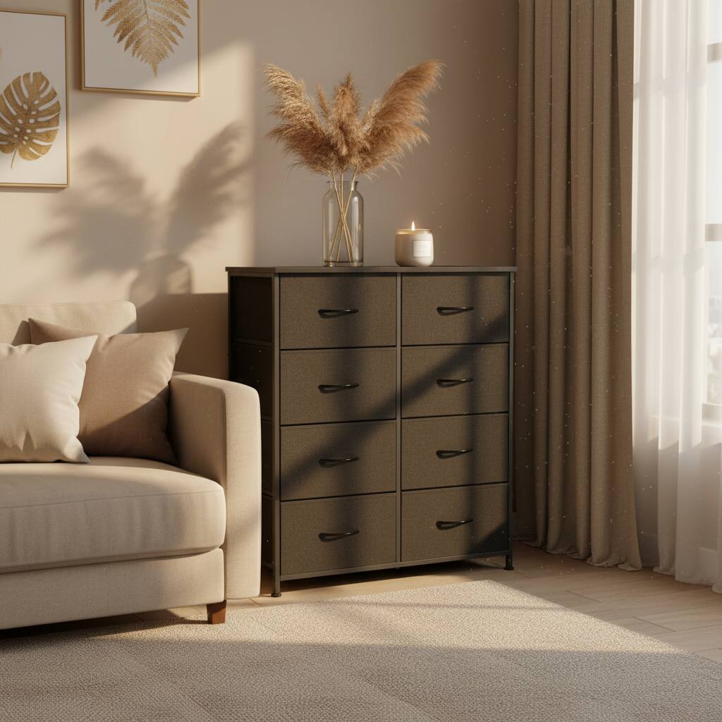 Alt View 5. AOITUN - 8 Drawer Dresser for Bedroom, Tall Fabric Storage Chest, Sturdy Steel Frame Organizer with Wood Top for Closet, Black - Black.